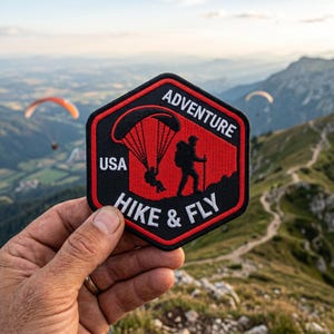 Hike Fly Patch Paragliding Iron On Adventure Hiking Mountains Outdoor Travel Badge