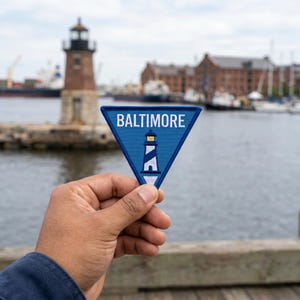 Baltimore Maryland Embroidered Patch Lighthouse Harbor Travel Souvenir Triangle Iron On Jacket Badge