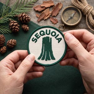 Sequoia Forest Embroidered Patch Woodland Nature Camping Adventure Badge