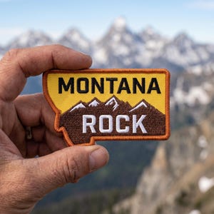 Parche bordado de Montana Rock con mapa del estado, recuerdo de viaje, para planchar. Insignia de montañismo.