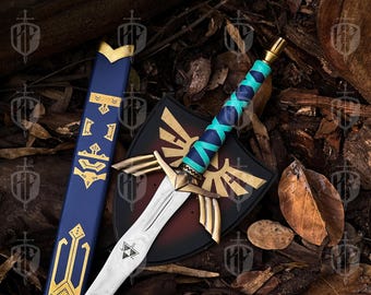 Custom Hand Forged Stainless Steel LEGEND of ZELDA Full Tang Skyward Link,s Master Sword W Scabbard - Costume Armor Best Persoonalized Gift