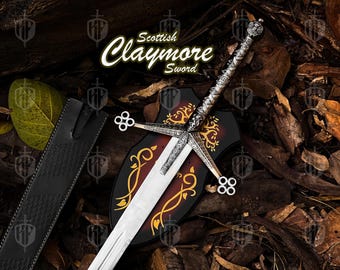 Handmade Scottish Claymore Sword – Medieval Great Sword Replica – High Carbon Steel Highland Sword Viking Warrior Anniversary/Wedding gift
