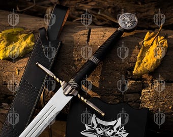 Handmade Witcher 3 Wild Hunt Wolf Swords, Geralt of Rivia Sword - Cosplay Prop Fantasy Weapon Gift - Personalization Gift for Him