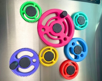 Magnetic Gear Set Bundle, Kinetic Gears Toy Kit, Suction Cup STEM Building Set, Fidget Desk Toy, Moving Wall Art, Steampunk Magnet