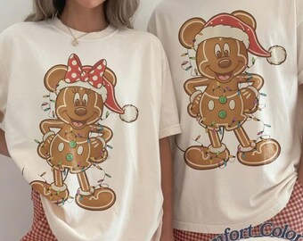 Comfort Colors® Mickey Minnie Gingerbread Couple Christmas Shirt, Very Merry Christmas Party 2026, Ginger Cookie Baking Co Family Shirts