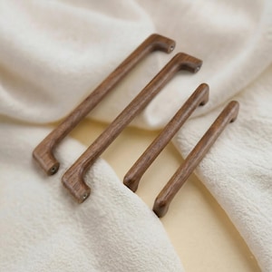 Tiradores de madera de nogal para armarios, tiradores de madera maciza para cajones, herrajes para armarios de cocina, estilo minimalista moderno.