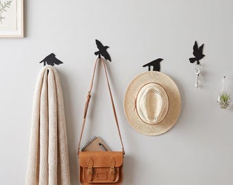 Bird Wall Hooks Metal Wall Mounted Hangers Entryway Key Holder Art Deco Animal Hooks Home Office Decor Unique Gift