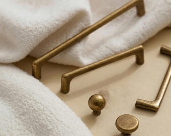 Antique Gold Cabinet Handles Drawer Pulls Vintage Kitchen Door Hardware - Home Decro