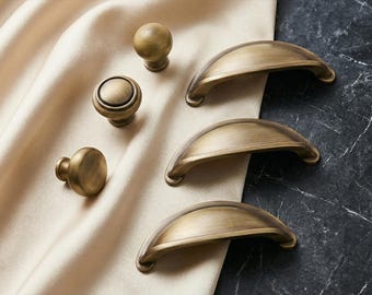 Solid Brass Half Moon Drawer Handle | Modern Minimalist Kitchen Hardware | Vintage Style Cup Pull | Furniture Knob