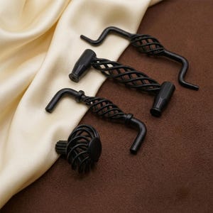 Matzwarte vogelkooikast met ladehandvat, rustieke antieke keukenkastknop 96 128