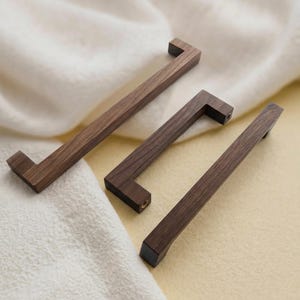 Walnut Wood Cabinet Handles Drawer Pulls Minimalist Kitchen Handles Knobs 96 128 160 224 mm