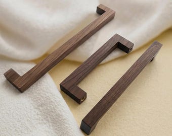 Walnut Wood Cabinet Handles Drawer Pulls Minimalist Kitchen Handles Knobs 96 128 160 224 mm