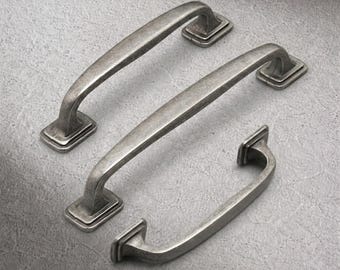 Antique Silver Cabinet Handles Drawer Pulls Vintage Kitchen Door Hardware 96mm 128mm