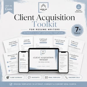 Client Acquisition Toolkit | Outreach and Conversion Templates for Service Businesses | DM Scripts, Cold Emails & Resume Leads