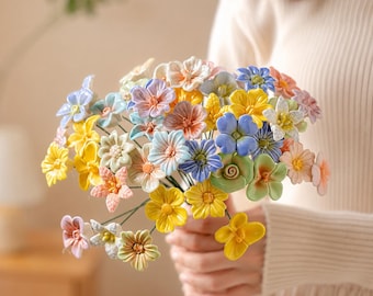 Faux Mixed Flower Bouquet, Unique Wedding Favors for Guests, Everlasting Home Centerpiece, Anniversary Gift, Gift for Her