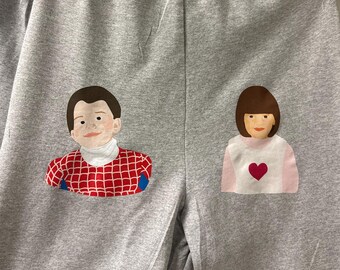 Custom Couple Portrait Sweatpants | Personalized Cartoon Illustration | Matching Gift for Him and Her