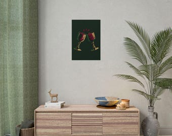 Chalice Toast Art Print | Vintage Wine Glass Illustration