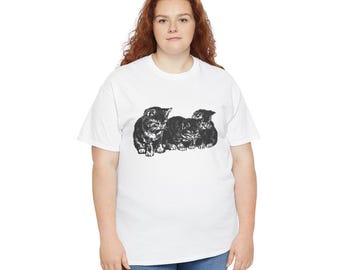 Three Kittens Graphic Tee |  Vintage Cat Illustration Shirt