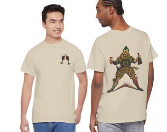 Jester Clown Graphic Tee (Green & Burgundy) | Vintage Illustration Art Print Shirt
