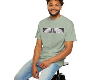 Divine Protector | Angel Illustration Graphic Tee | Celestial Alt Shirt | Indie Art Apparel