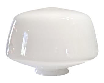 Vtg Mid Century Milk Glass Schoolhouse Light Shade Globe 9x6 4 Inch Fitter