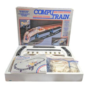 Vintage Kawada COMPU TRAIN-barcodesysteem uit 1987, 99% compleet, werkend getest
