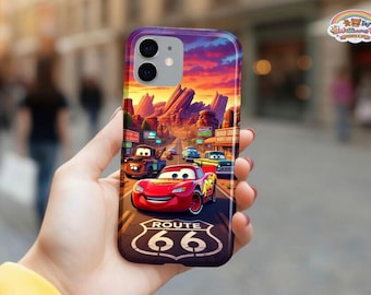 Etui na iPhone'a z motywem filmu Auta, pokrowiec na pustynię Chłodnicy Górskiej, prezent z filmu animowanego dla syna i córki, wytrzymałe etui ochronne z motywem filmu Auta Disneyland