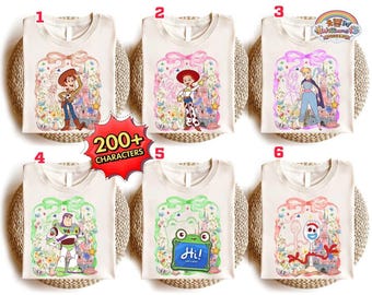 Koszulka Coquette Toy Story Disneyland, Koszulka Coquette Bow z postaciami z Toy Story, Koszulka Disneyland Family Vacation, Woody Buzz Bullseye T-Rex
