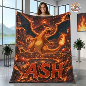 Glurak-Decke, weiche Kuscheldecke, Pokémon-Fleecedecke, Geschenk für Anime-Fans, Weihnachtsdeko, Deckengeschenke