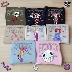 The Amazing Digital Circus T-shirt, TADC Jax Pomni Characters Shirt, Cute Circus Fan Gift Hoodie, Anime Style Cartoon Tee for Boys Girls image 2