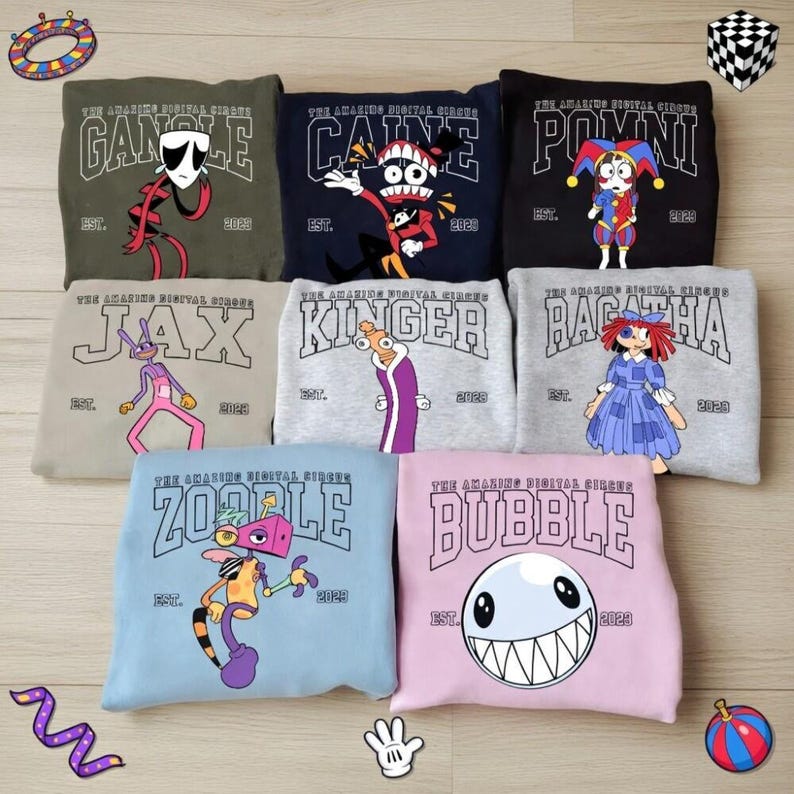 The Amazing Digital Circus T-shirt, TADC Jax Pomni Characters Shirt, Cute Circus Fan Gift Hoodie, Anime Style Cartoon Tee for Boys Girls image 2