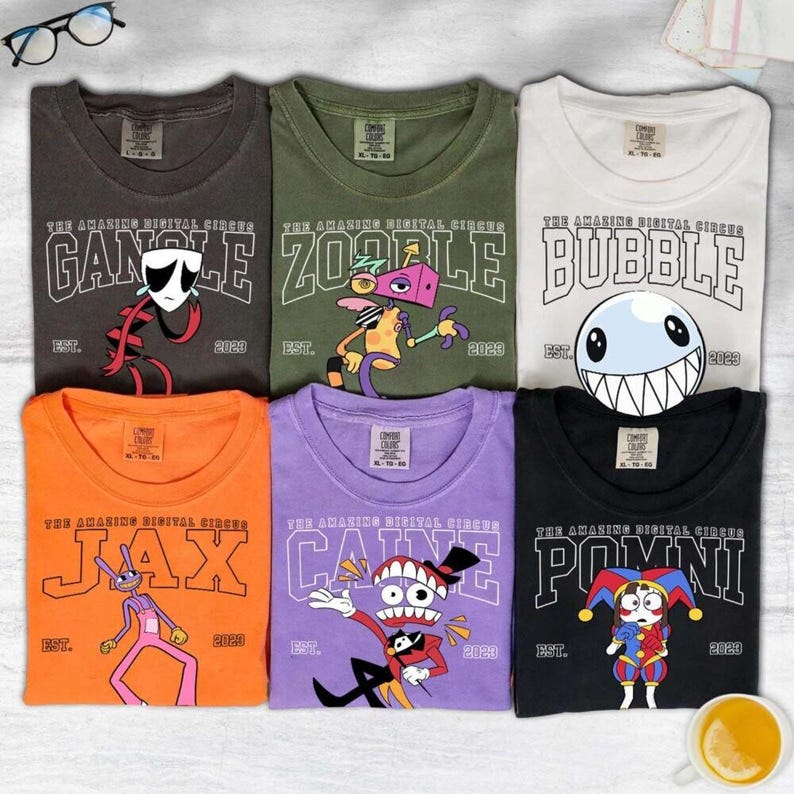 The Amazing Digital Circus T-shirt, TADC Jax Pomni Characters Shirt, Cute Circus Fan Gift Hoodie, Anime Style Cartoon Tee for Boys Girls image 3