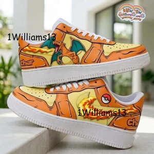 Einzigartige Charizard-Pokémon-Sneaker, Feuerdrachen-Schuhe, perfektes Geschenk für Pokémon-Fans, Anime-Fan-Schuhe, Sneaker im Anime-Stil, Halloween-Geschenk