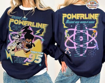 Koszulka Vintage Disneyland: Goofy Movie Powerline Stand Out World Tour, pasująca koszulka rodzinna Disneyland, koszulka z motywem rodzinnych wakacji, prezent urodzinowy