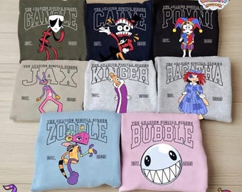 Bluza z kapturem "The Amazing Digital Circus", koszulka z postaciami Jaxa Pomniego z filmu TADC, uroczy prezent dla fanów cyrku, koszulka w stylu anime dla chłopców i dziewcząt