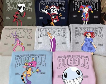 Camiseta de The Amazing Digital Circus, camiseta de los personajes de TADC Jax Pomni, sudadera con capucha de regalo para fans del circo, camiseta de dibujos animados estilo anime para niños y niñas.