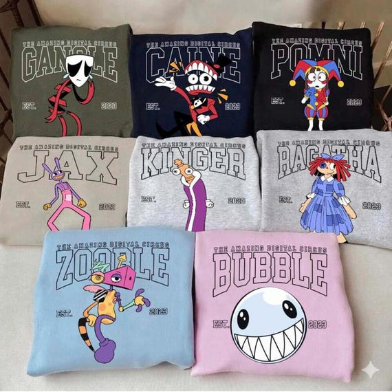 The Amazing Digital Circus T-shirt, TADC Jax Pomni Characters Shirt, Cute Circus Fan Gift Hoodie, Anime Style Cartoon Tee for Boys Girls