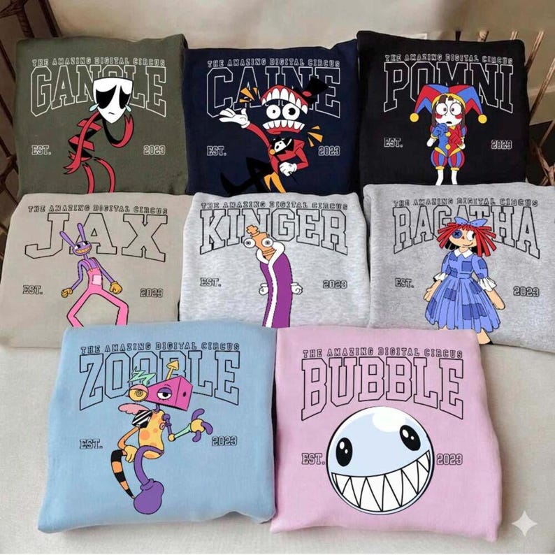 The Amazing Digital Circus T-shirt, TADC Jax Pomni Characters Shirt, Cute Circus Fan Gift Hoodie, Anime Style Cartoon Tee for Boys Girls image 1