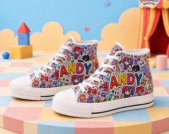 The Amazing Digital Circus Sneakers Shoes, Custom TADC Characters Sneaker, High Top Sneakers Shoes, Back To School Gift, Birthday Gifts
