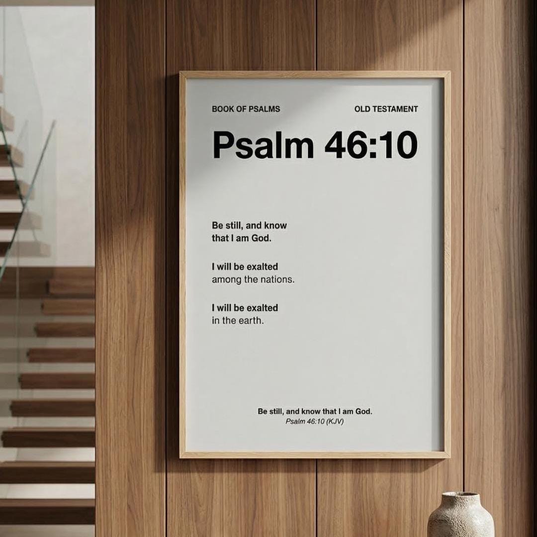 Psalm 46:10 Christian Wall Art, Minimalist Bible Verse Typography Print ...