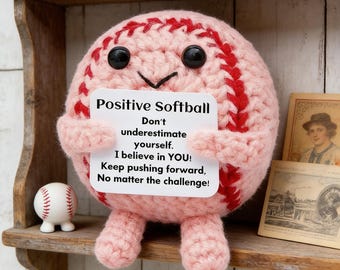 Bambola all'uncinetto con supporto emotivo da softball / Abbraccio tascabile e regalo "Softball positivo"