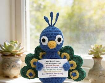 Muñeco de pavo real de ganchillo hecho a mano / Amigurumi de ánimo, regalo para el Día de la Madre
