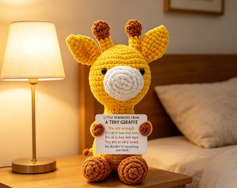 Jirafa de peluche hecha a mano a crochet, muñeca de apoyo emocional, regalo perfecto para ella.