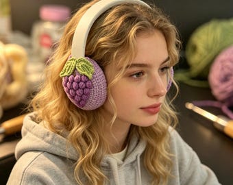 Cover per cuffie all'uncinetto a forma di uva, graziosa protezione per AirPod Max a forma di frutta, regalo ideale per adolescenti.