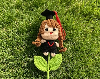Regalo de graduación y agradecimiento al profesorado 2026, niño o niña de ganchillo, peluche de girasol con birrete de graduación, decoración de escritorio