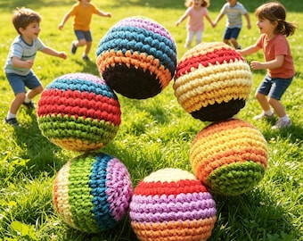 Pelota de malabares de ganchillo, pelota de malabares tejida a mano, juguete antiestrés para niños