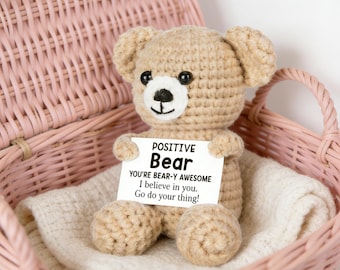 Handgemachte Häkelarbeit Bär emotionale Unterstützung Puppe | Pocket Hug Ermutigungsgeschenk für Freunde