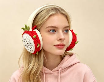 Cover per cuffie a forma di frutto del drago realizzate a mano all'uncinetto, un simpatico accessorio per AirPods Max.