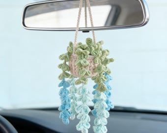 Adorno colgante de ganchillo hecho a mano para coche / Adorno bohemio para espejo retrovisor / Lindo accesorio para coche, regalo para ella