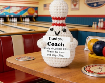 Gehäkelte Bowling Pin Puppe | Emotionale Unterstützung Amigurumi, Coach Geschenk